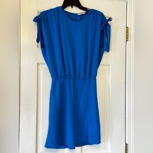 Amanda Uprichard Cobalt Blue Tie-Sleeve Mini Dress